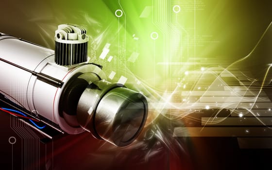 Digital illustration of air compressor in colour background