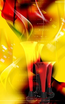 Digital illustration of horn in colour background