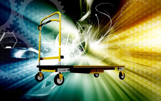 Digital illustration of Platform trolley in colour background