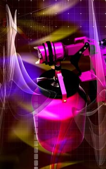 Digital illustration of nozzle spray gun in colour background