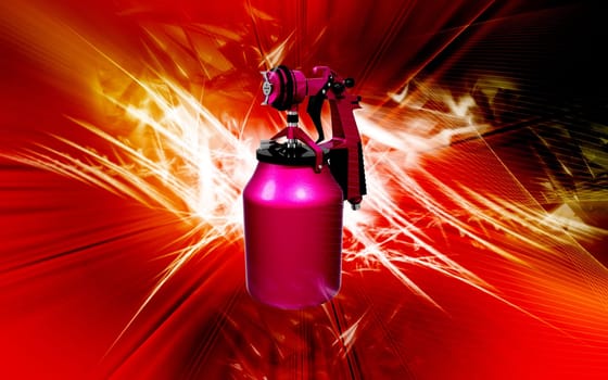 Digital illustration of nozzle spray gun in colour background