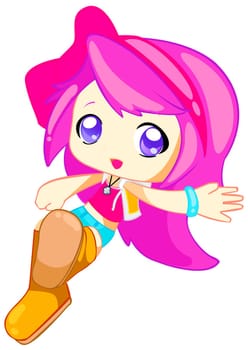 a digitally illustrated cute and colorful girl