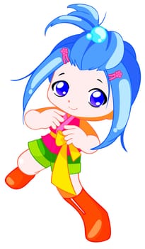 a digitally illustrated cute and colorful girl