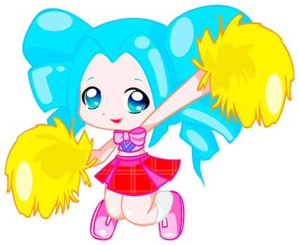 a digitally illustrated cute and colorful girl