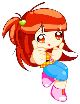 a digitally illustrated cute and colorful girl