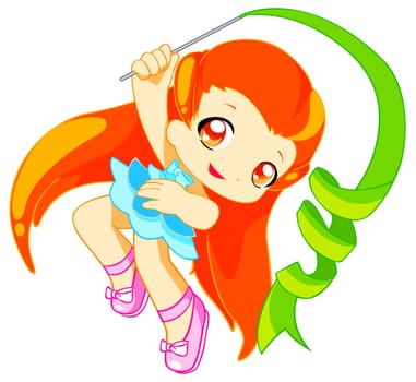 a digitally illustrated cute and colorful girl