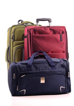 Luggage consisting of large suitcases isolated on white
