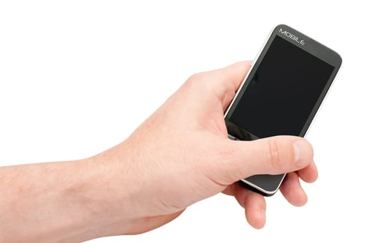 Fictitious Mobile Smartphone in hand with clipping path