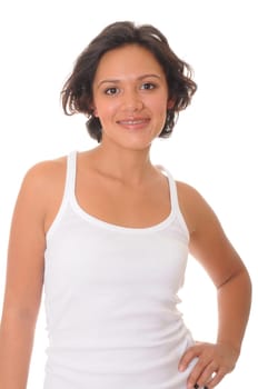 Lovely young latina girl isolated over white