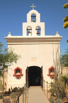 Spanish mission San Xavier del Bac started in 1692 by Spanish missionaries in the Americas