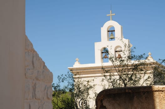 Spanish mission San Xavier del Bac started in 1692 by Spanish missionaries in the Americas