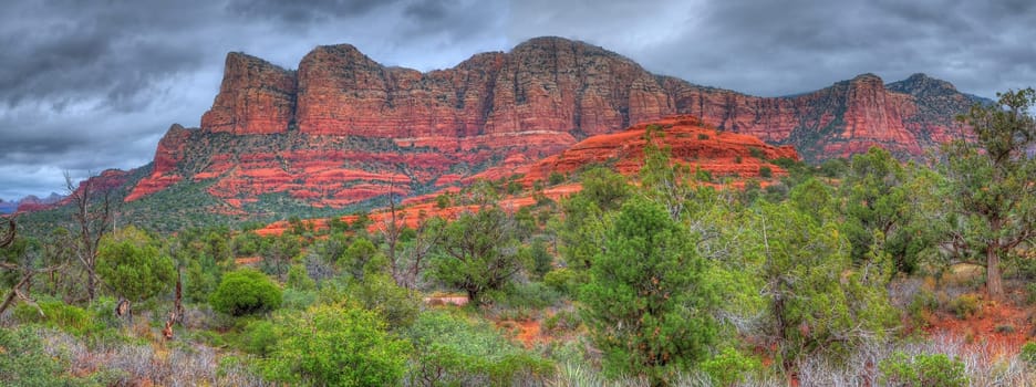 Storm forming over red rock country Sedona, Arizona, USA panorama