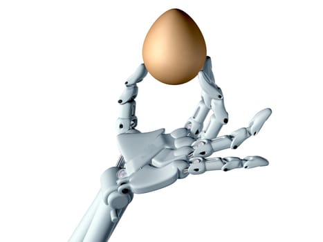 Robot hand tentatively holding a fragile egg