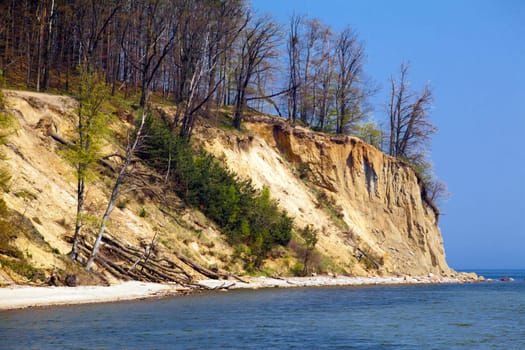 Sea a cliff on the seashore