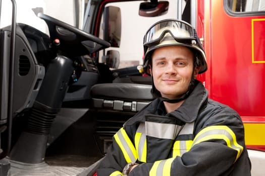 Portrait of a young firefighter