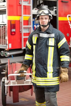 Portrait of a young firefighter