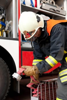 Portrait of a young firefighter