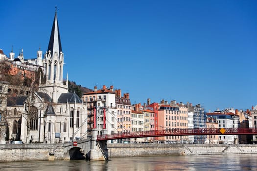 landscape of Lyon city in France in summer