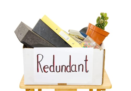 Made redundant at work as a result of the economic crisis. Isolated over white background.