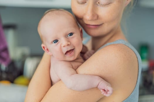 A mother lovingly embraces her newborn baby, holding them close to her chest. A tender moment of warmth, security, and deep maternal love, symbolizing bonding, comfort, and the unbreakable connection between mother and child.