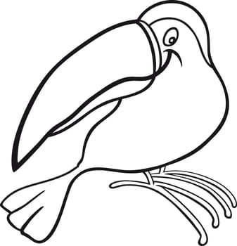 cartoon illustration of funny toucan for coloring book