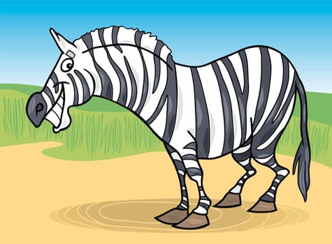 cartoon illustration of funny african zebra