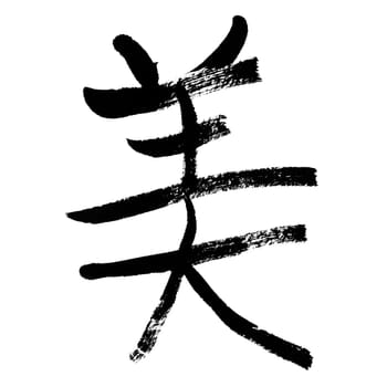 Beauty, traditional chinese calligraphy art isolated on white background.