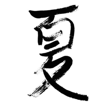 Summer, traditional chinese calligraphy art isolated on white background.