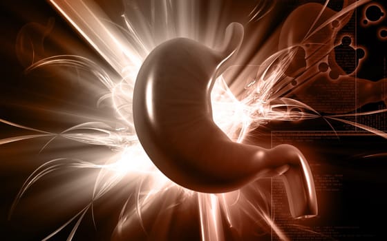 Digital illustration of stomach in colour background