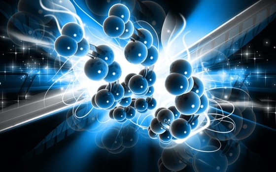 Digital illustration DNA structure in colour background