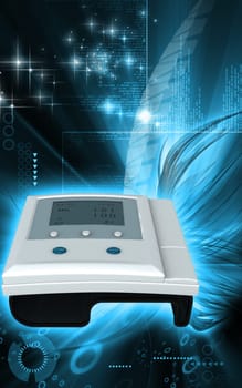 Digital illustration of blood pressure monitor in colour background