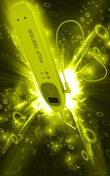 Digital illustration of pulp tester in colour background