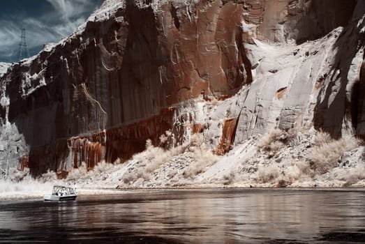 Boating on The Colorado River in Glen Canyon Arizona