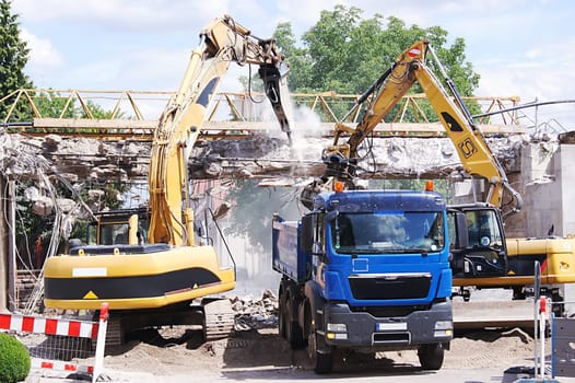 a railway bridge is demolished