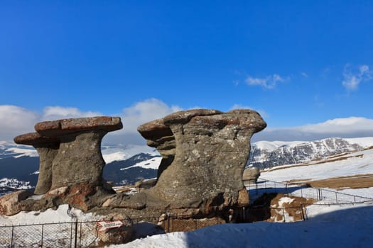 stone group named "Babele"" in Bucegi Mountains , Romania"