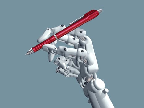 Illustration of a robot holding a pen