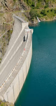 View over Roselend Gittaz dam in the french Alps