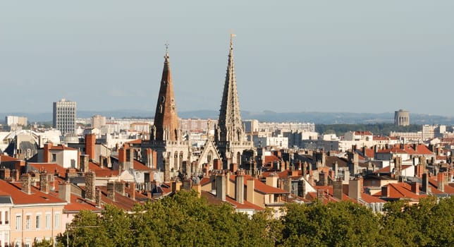An aerial view of Lyon, France
