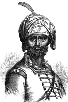 Hyder Ali (1720-1782) on engraving from 1800s. Ruler of the Kingdom of Mysore in southern India.