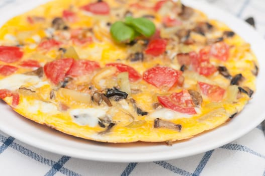 Egg Omelette With Tomatoes, Pepper, Mushrooms