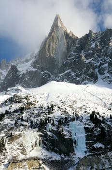 famous alpine Drus mountain near Chamonix, France