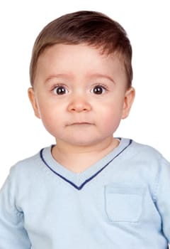 Beautiful baby with nice eyes isolated on white background