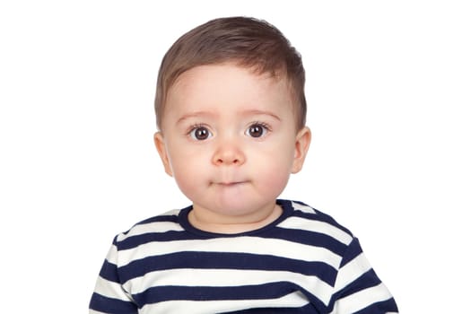 Beautiful baby with nice eyes isolated on white background