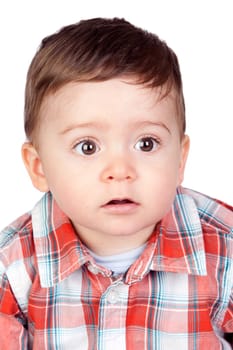 Beautiful baby with nice eyes isolated on white background