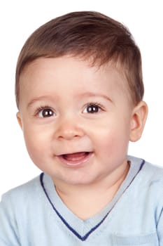 Beautiful baby with nice eyes isolated on white background