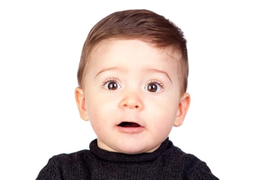 Beautiful baby with nice eyes isolated on white background