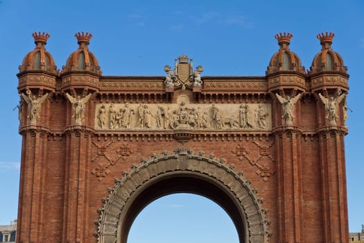 Arc triumph of Barcelona Spain, having brick facade.