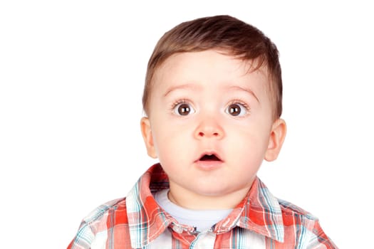 Beautiful baby with nice eyes isolated on white background