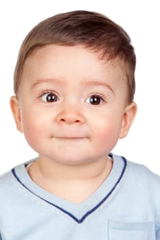 Beautiful baby with nice eyes isolated on white background