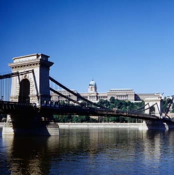 Chain Bridge and Royal Palace in Budapest, Hungary
